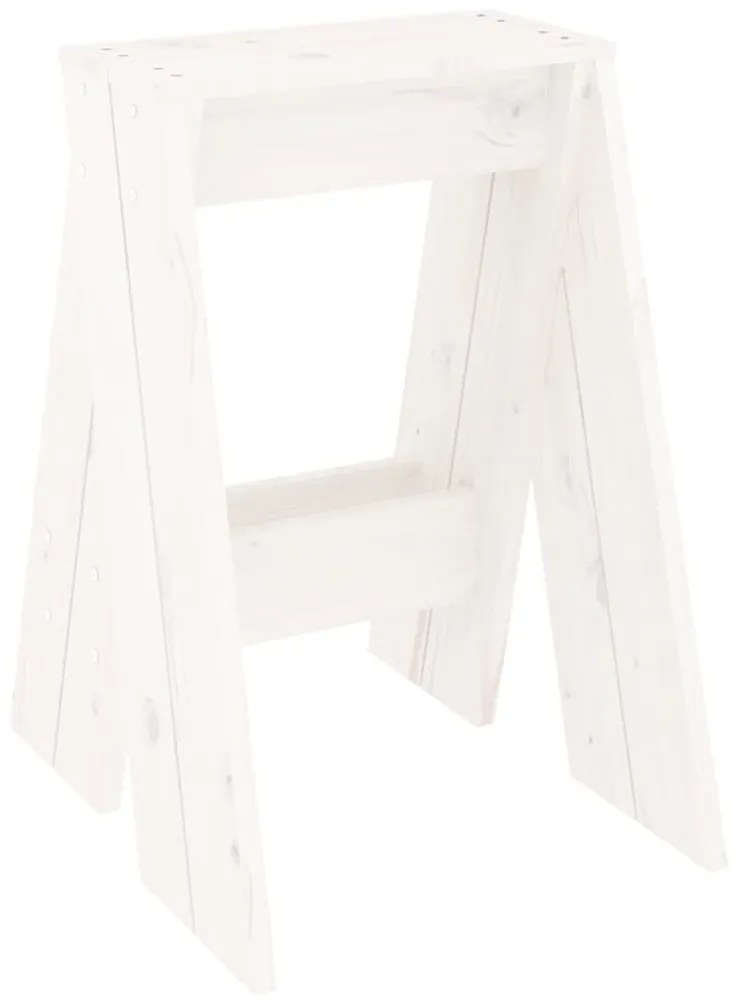 Sgabelli 2 pz bianchi 40x40x60 cm in legno massello di pino