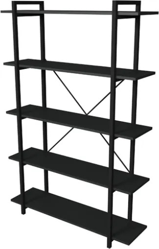 Libreria 5 Ripiani Stile Industrial 120x34x180 Jonah Antracite