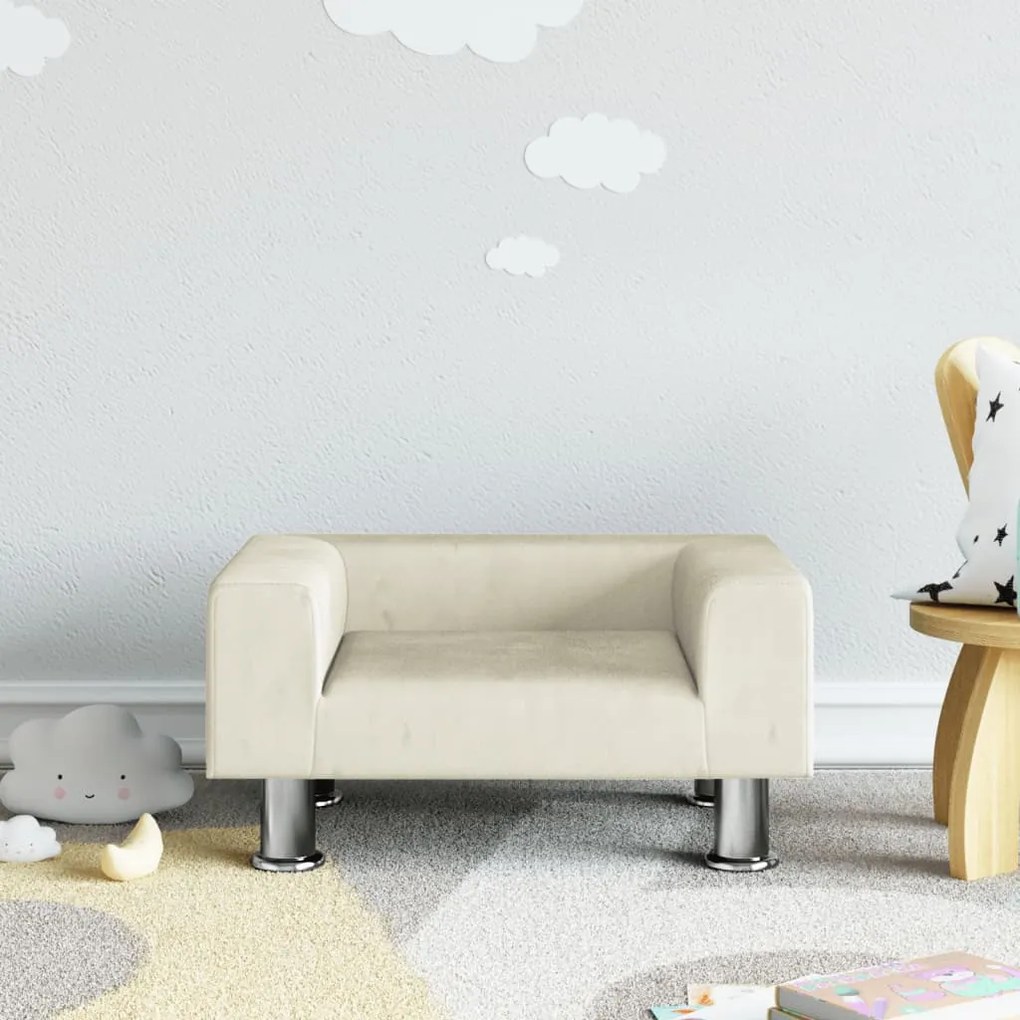 Divano Per Bambini Crema 50x40x26,5 Cm İn Velluto /