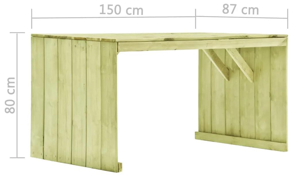 Tavolo da giardino 150x87x80 cm in legno di pino impregnato