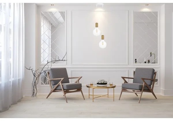 Lampadario a sospensione con filo MIROS 2xE27/60W/230V tondo bianco/oro