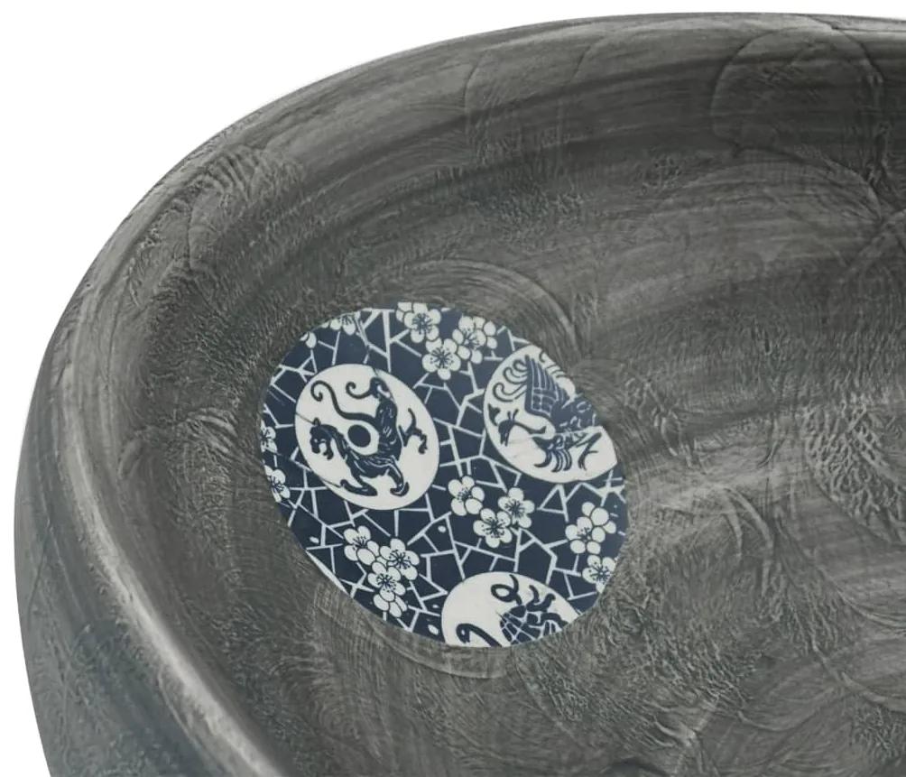 Lavabo da Appoggio Grigio Ovale 59x40x15 cm Ceramica
