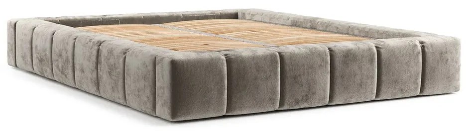 Letto matrimoniale imbottito beige con spazio contenitivo e rete 180x200 cm Aruba L - Maison de Rêve
