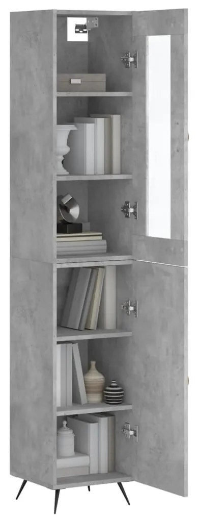 Credenza grigio cemento 34,5x34x180 cm in legno multistrato