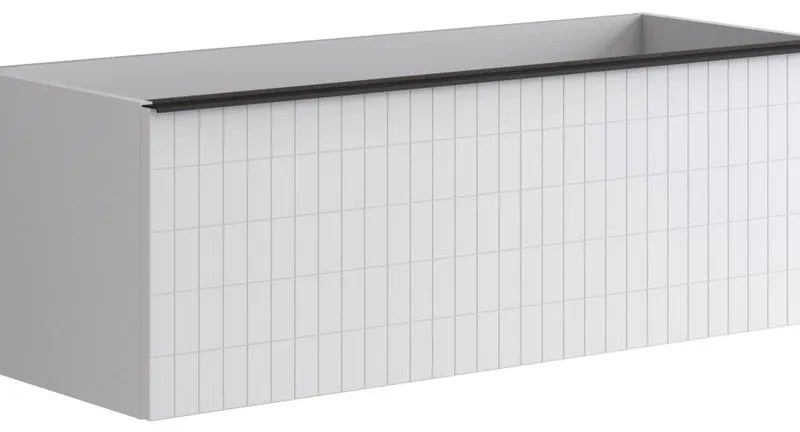 Mobile da bagno da fissare sotto lavabo L 120 x H 40 x P 45.5 cm bianco laccato, 2 cassetti Pixel grid