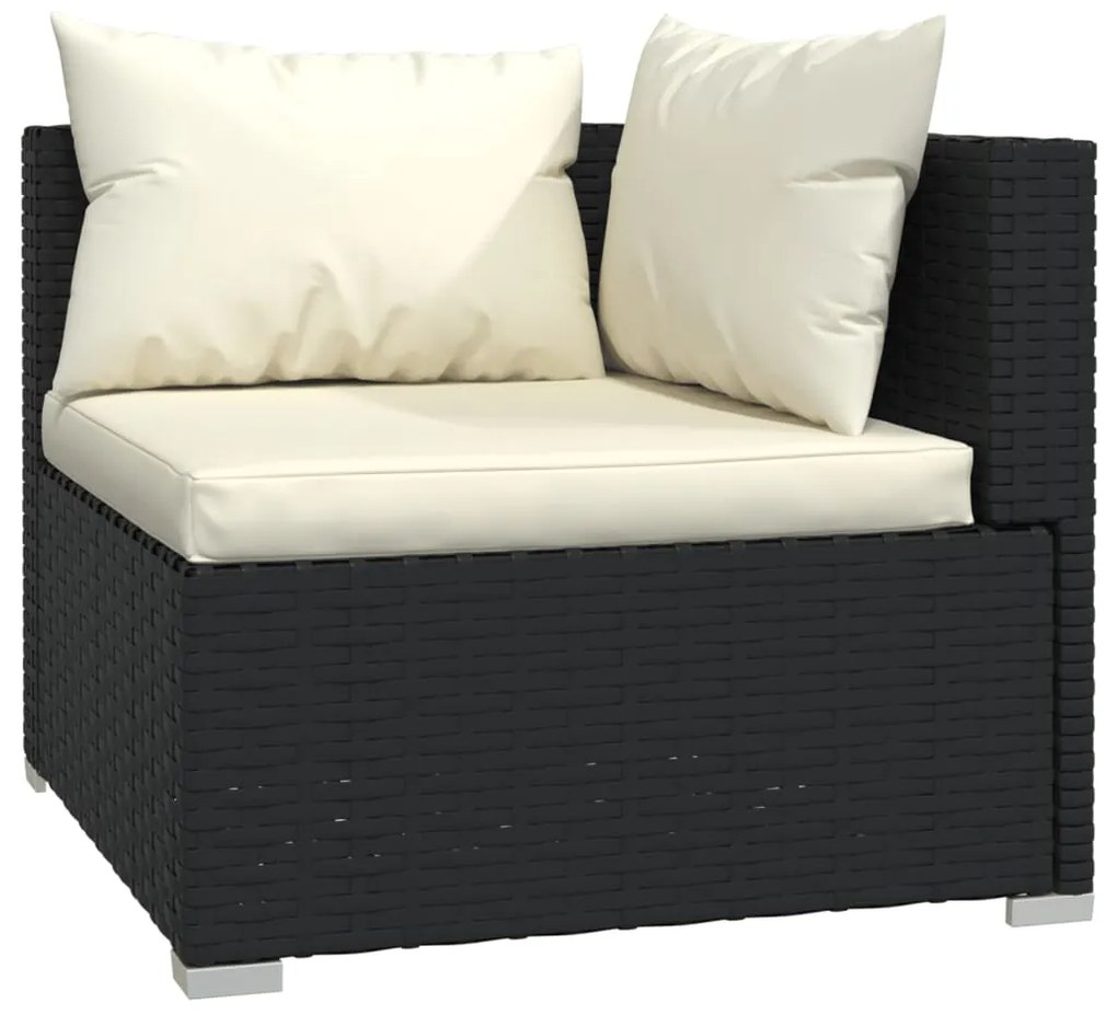 Set Divani da Giardino 7 pz con Cuscini in Polyrattan Nero