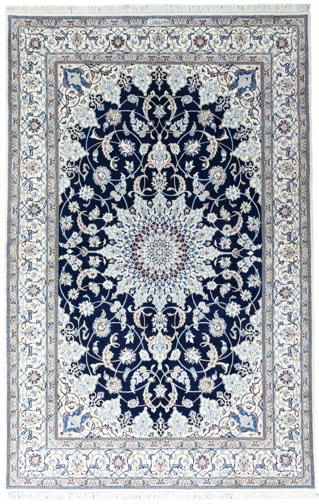 Nain Tappeto persiano 240x160 Blu (Iran) Annodato A Mano