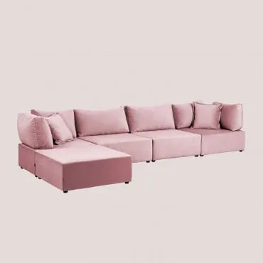 Divano componibile in 4 pezzi con 2 poltrone angolari e pouf in - Sklum