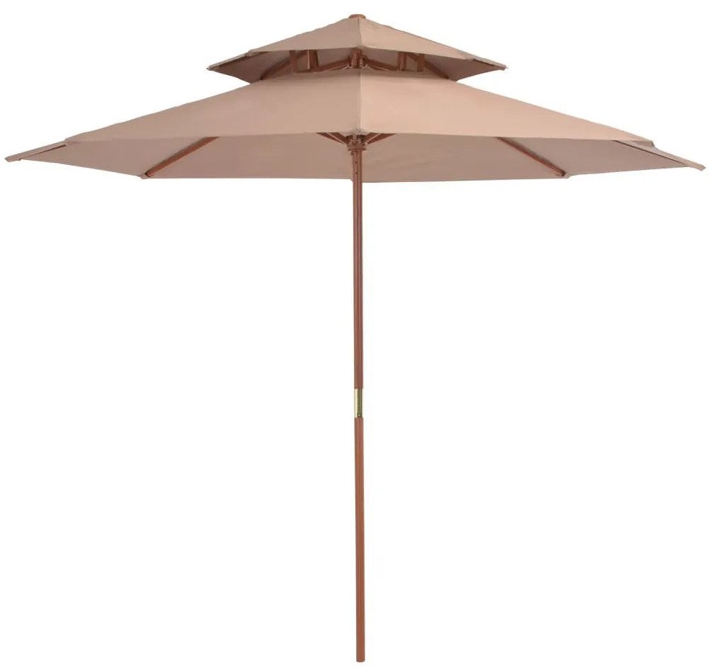 Ombrellone A Due Livelli Con Palo İn Legno 270 Cm Grigio Talpa /