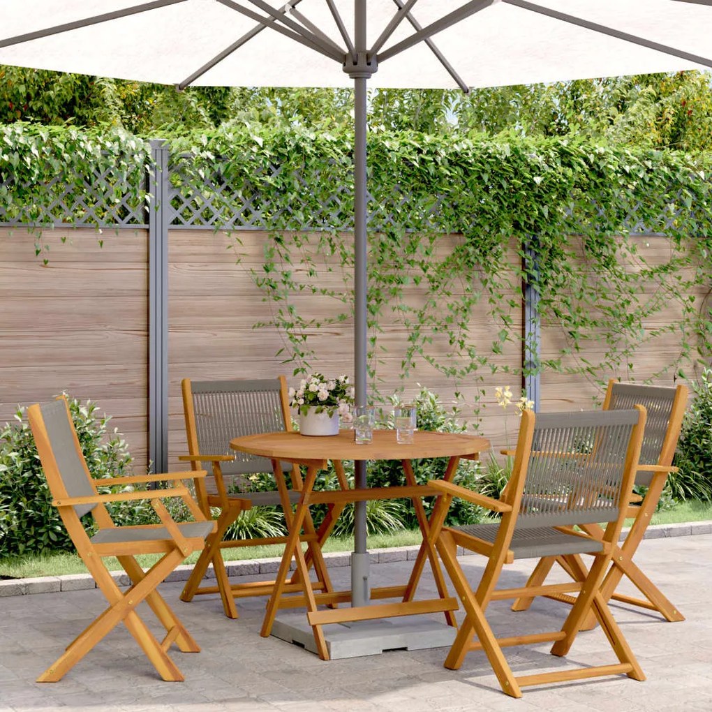Set Da Pranzo Da Giardino 5 Pz Polipropilene E Legno Massello /