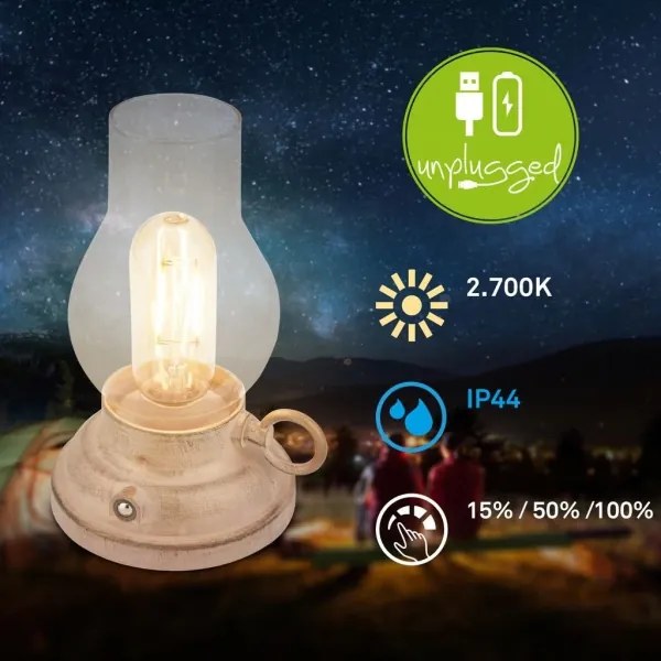 Brilo - Lampada da tavolo ricaricabile LED dimmerabile per esterni KANEA LED 1,5W/5V IP44 1200 mAh beige
