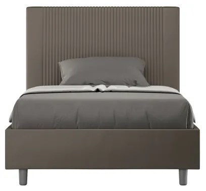 Letto matrimoniale francese contenitore imbottito 140x190 similpelle cappuccino Goya