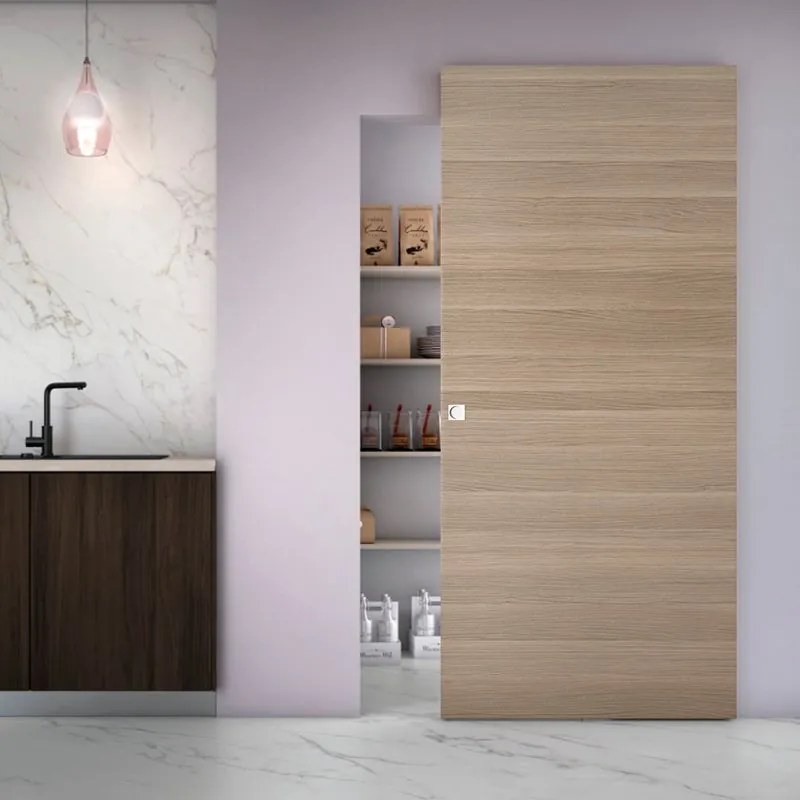 Porta scorrevole Space Rovere Quadra in legno, L 101 x H 230 cm, con binario Invisibile