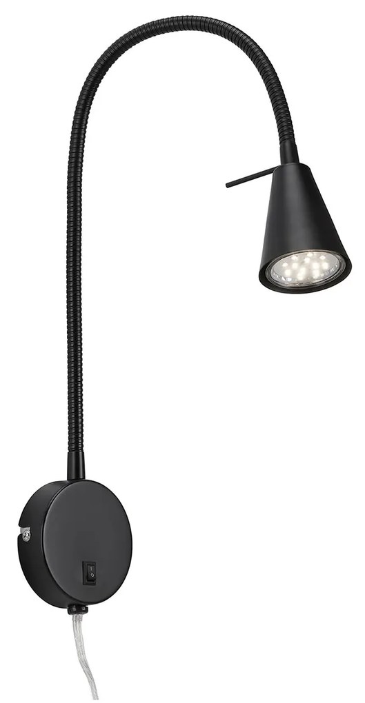 Applique Contemporanea Tusa Metallo Nero 1 Luce Gu10 3000K