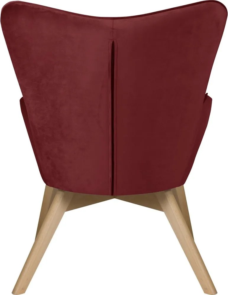 Poltrona con poggiapiedi rossa con rivestimento in velluto Niko – Ropez