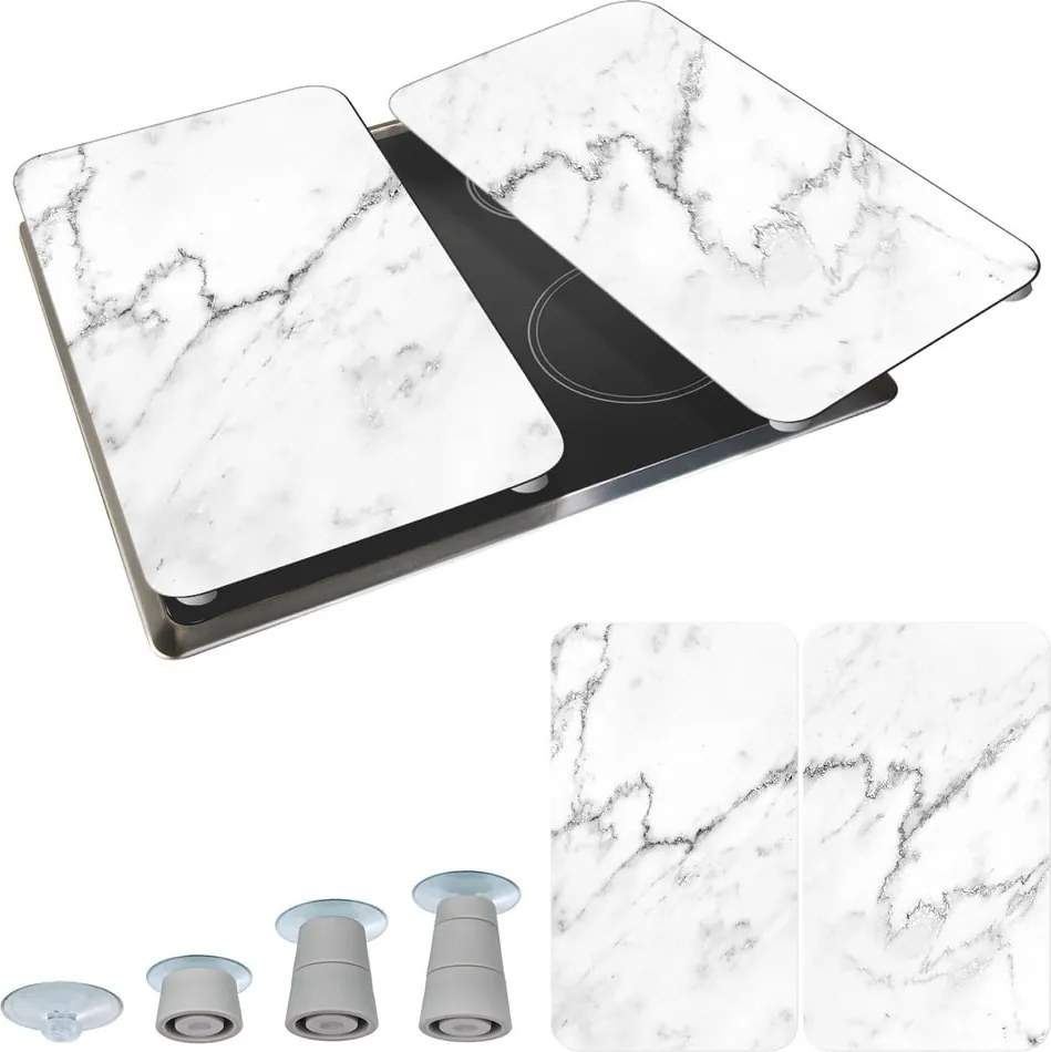 Set di 2 copri stufe in vetro, 52 x 30 cm Marble - Wenko