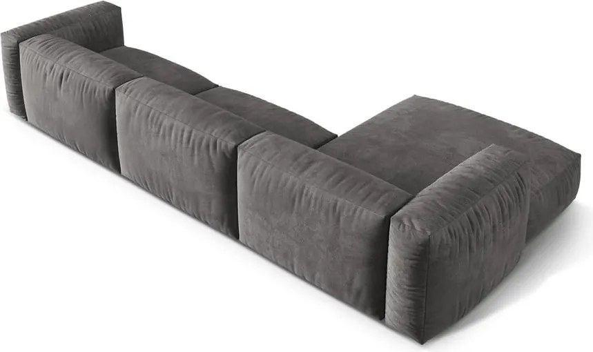 Divano angolare componibile grigio (con penisola a sinistra/con chaise lounge) con rivestimento in velluto Martina – Micadoni