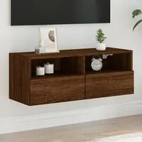 Mobile TV a Parete Rovere Marrone 80x30x30 cm Legno Multistrato 836880