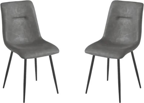 Sedia in ecopelle Grigio Scuro con gambe in metallo Nero - LILY 2 sedie