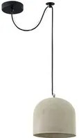 Lampadario Industrial Broni Metallo Nero 1 Luce Diffusore Calcestruzzo Grigio