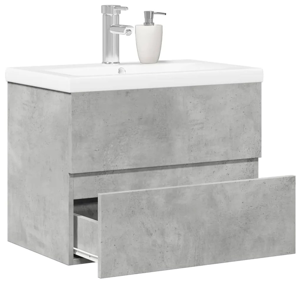 Set Mobili Da Bagno 2 Pz Grigio Cemento İn Legno Multistrato /