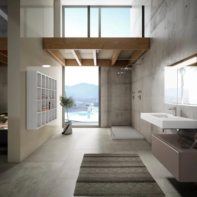 Mobile bagno sospeso con lavabo L 100 x H 34 x P 45 cm tortora per vasca centrale Element