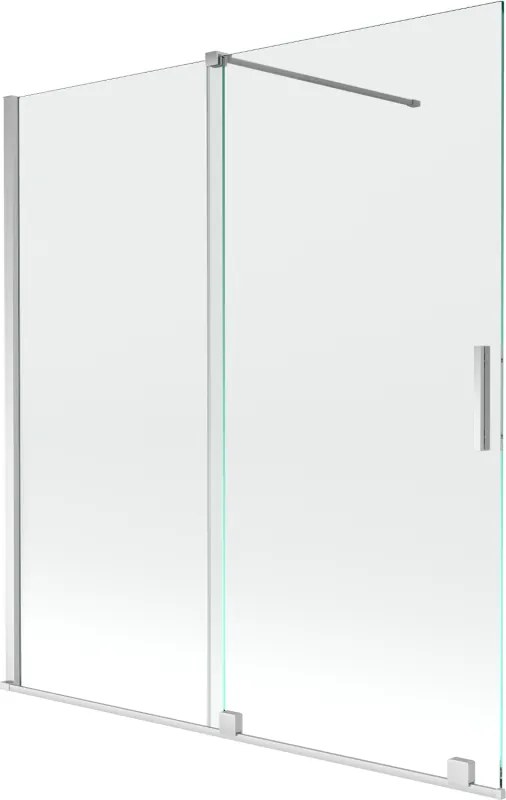 Mexen Velar paratia da vasca da bagno a 2 ante scorrevole 150 x 150 cm, trasparente, cromo - 896-150-000-01-01