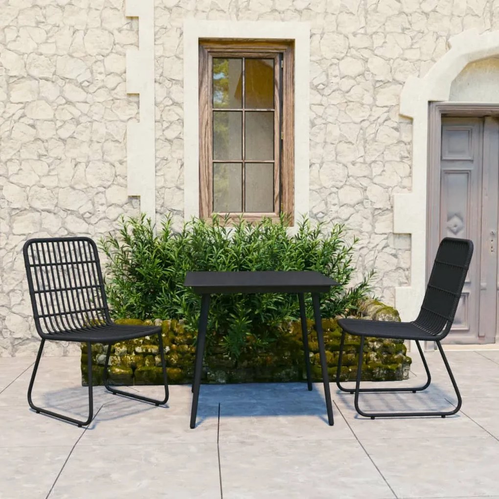 Set Da Pranzo Da Giardino 3 Pz İn Polyrattan E Vetro /