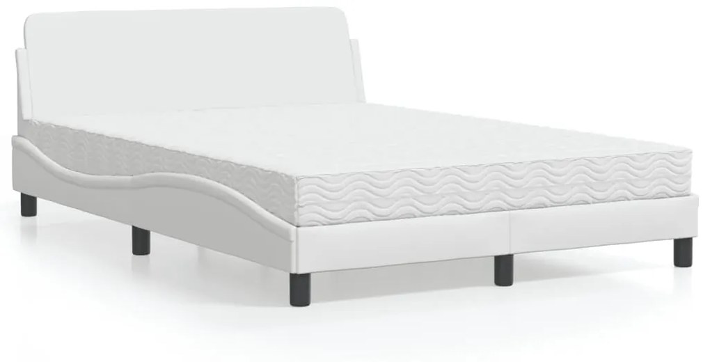 Letto Con Materasso Bianco 140x200 Cm İn Similpelle /