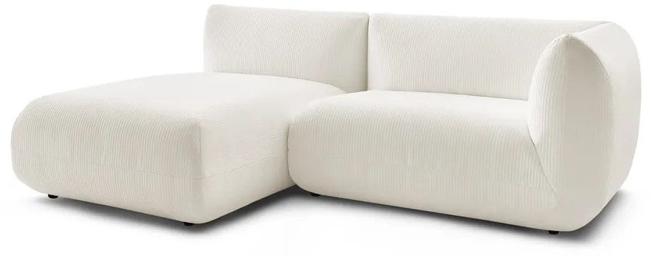 Divano angolare in velluto a coste bianco (angolo sinistro) Lecomte - Bobochic Paris