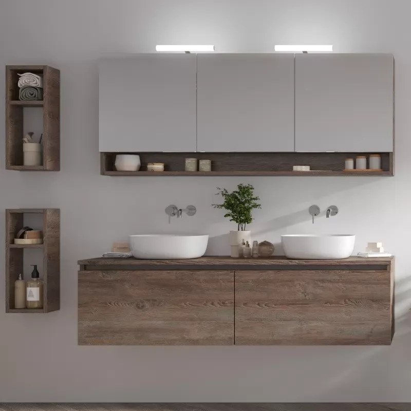 Mobile bagno sospeso 155 cm con doppio cassetto SP-155P - KAMALU