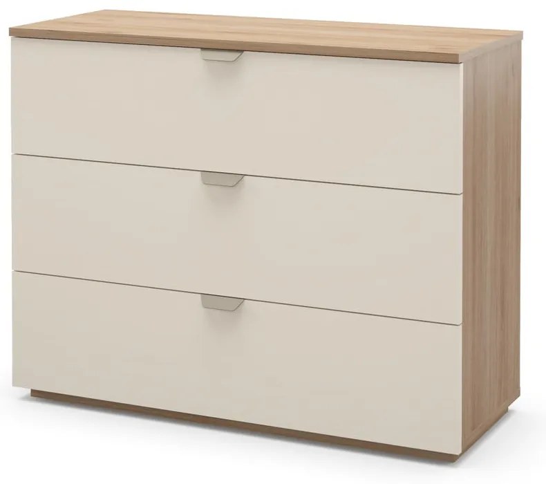 Cassettiera effetto rovere in colore crema-naturale 100x80x40 cm Dennis - Marckeric