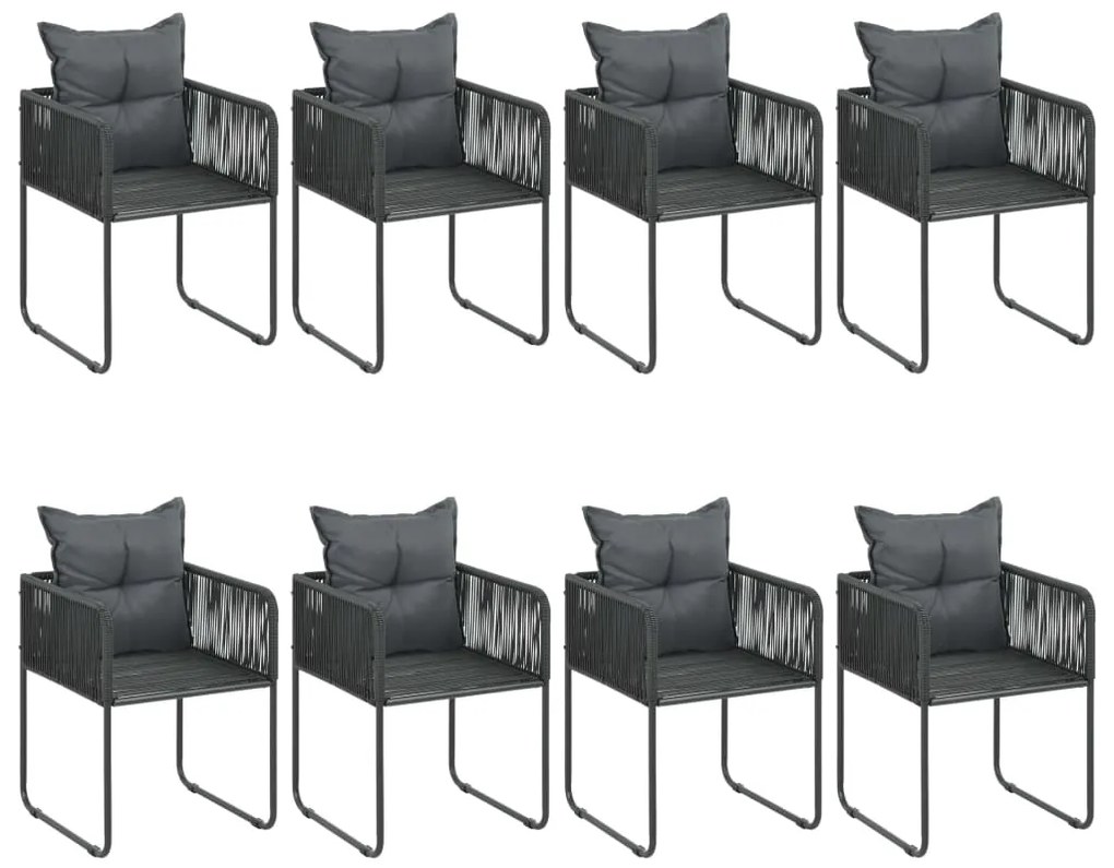 Set da pranzo da giardino 9 pz in rattan pvc nero e marrone
