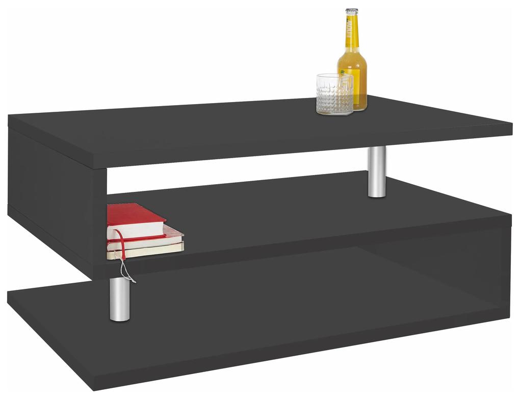 Tavolino da Salotto Zeta 90 - Mobile Elegante per la zona giorno, Antracite opaco