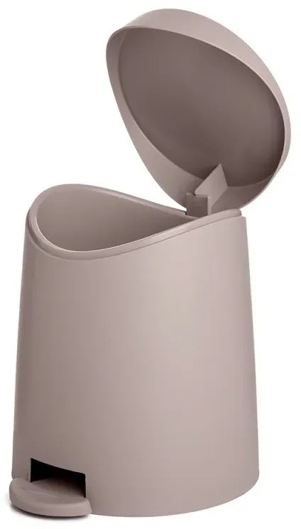 Pattumiera da bagno con pedale 3lt tortora opaca in plastica