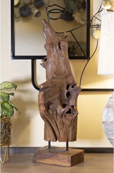 Scultura Akar In Teak Riciclato Cm 23X27X64 (Pezzi Unici - Non Rip. In Serie)