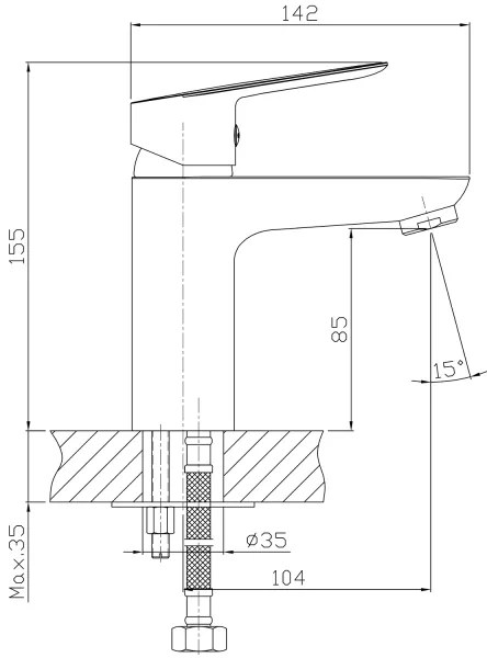 Aqualine - Rubinetto del lavandino LOTTA opaco nero