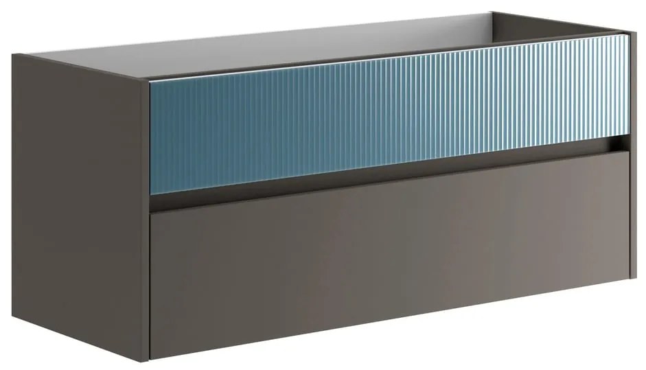 Mobile da bagno sospeso sotto lavabo L 119.5 x H 50 x P 45.5 cm blu opaco, 2 cassetti Niwa