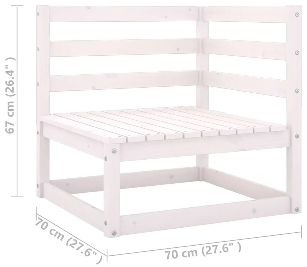 Set Salotto Giardino 8pz con Cuscini Bianco Legno Massello Pino