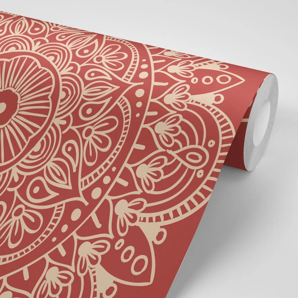 Carta da parati – Mandala su sfondo bordeaux