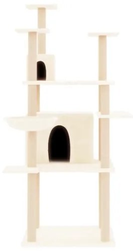 Albero per Gatti con Tiragraffi in Sisal Crema 166 cm