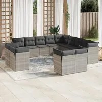 Set Divani Giardino 13 pz con Cuscini Grigio Chiaro Polyrattan 3218552