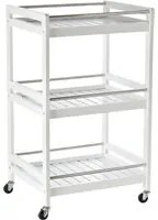 Easycomfort Carrello da Cucina Portavivande in Legno con 3 Ripiani e Ruote, 45x38x78cm, Bianco