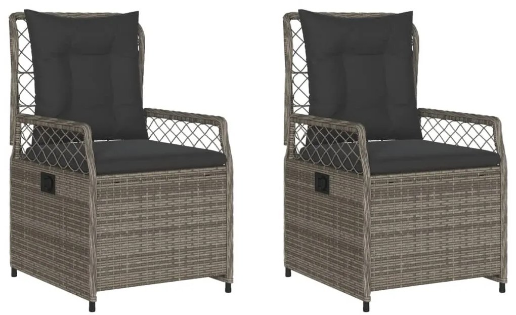 Sedie da giardino reclinabili 2 pz grigio polyrattan