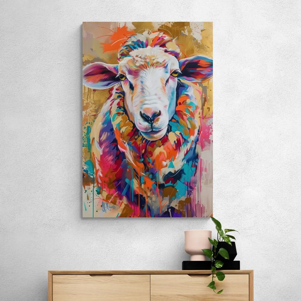 Quadro su tela – Pecora con imitazione di pittura