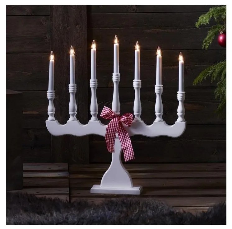 Markslöjd 8004 - Candelabro natalizio SVANEHOLM 7xE10/3W/230V bianco