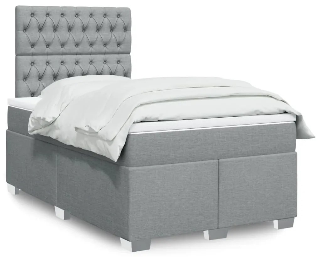 Giroletto A Molle Con Materasso Grigio Chiaro 120x200cm Tessuto /