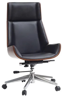 Poltrona da ufficio design legno scuro e nero CURVED