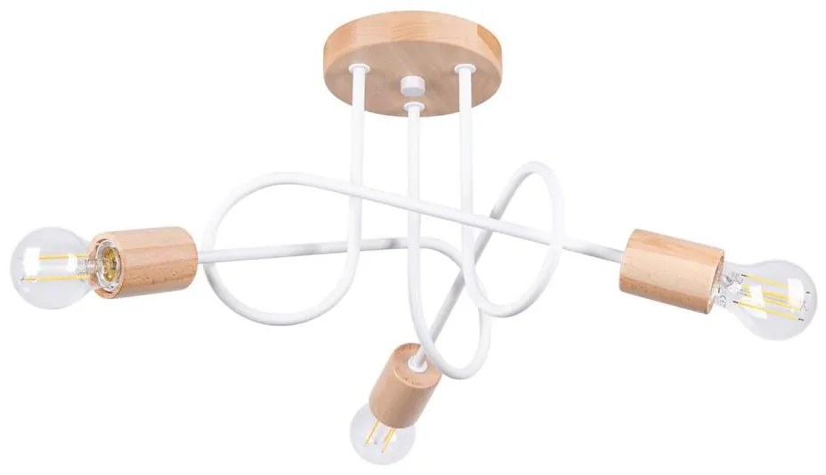 Sollux SL.1474 - Lampadario a plafone EMBER 3xE27/15W/230V bianco/beige/faggio