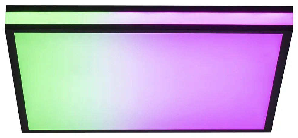 Plafoniera quadrata nera incl. LED RGBW con telecomando - Trafalgar